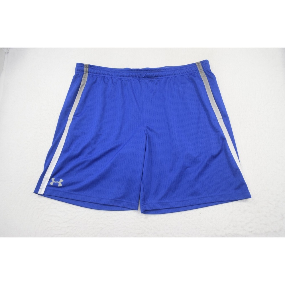 Under Armour Gym Shorts Blue HeatGear Loose W/ Pockets Mens Size 3XL x 10"